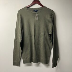 1901 Mens Solid Crew Neck Sweater Olive Green Cotton Cashmere Blend L NWT